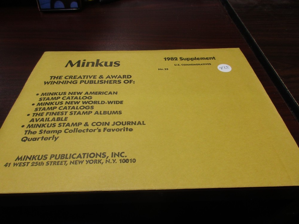 "MINKUS" 1982 SUPPLEMENT U.S. COMMEMORATIVES   #33  W/FREE SHIPPING!!!