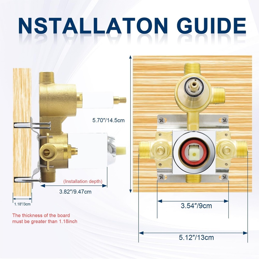 Drettyer Brushed Nickel Solid Brass 3 Way Outlet Function Shower Diverter Val...