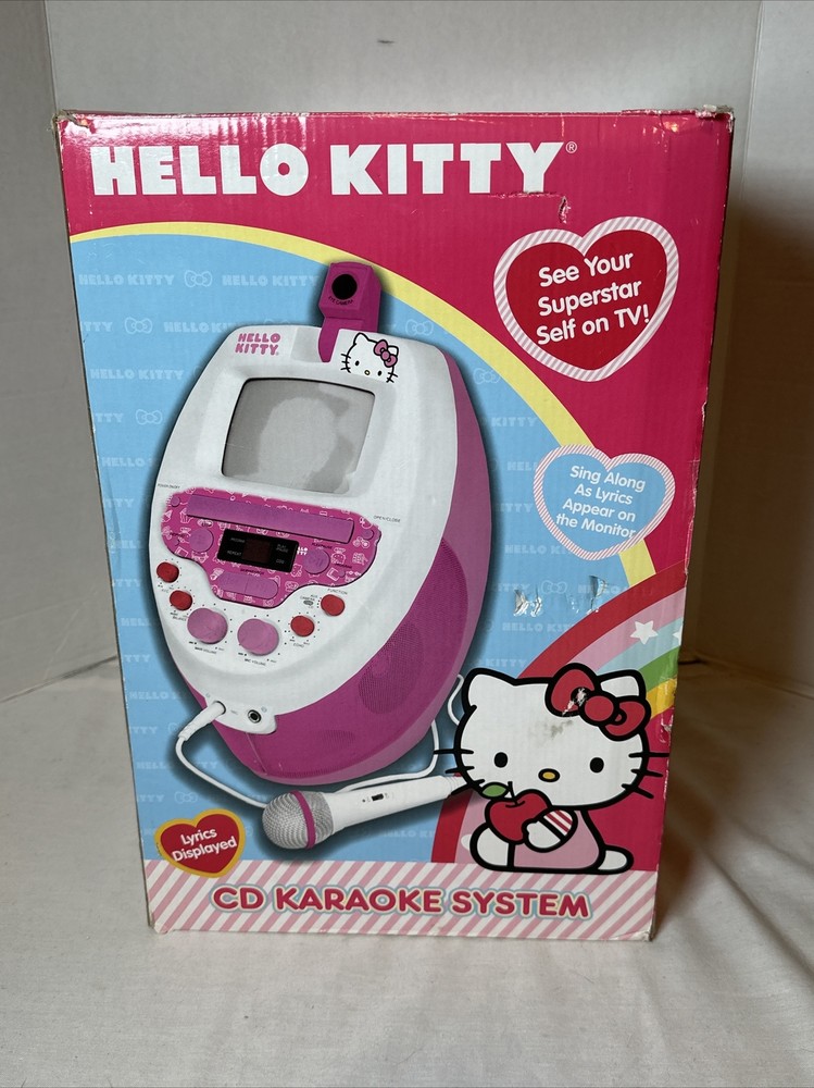 Hello Kitty 68109 CD Karaoke System with 5 Inch Screen Tested Working Complete