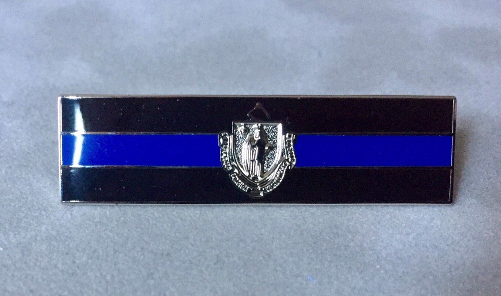 Massachusetts Flag Thin Blue Line Pin