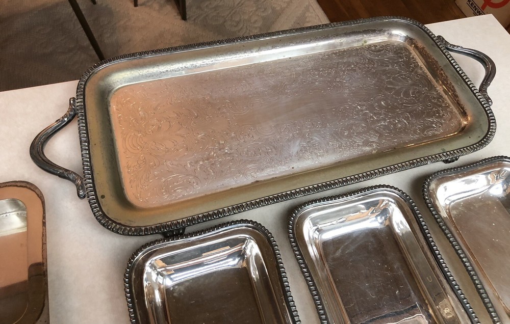 Antique Crown Silver Co. Divided Platter & Serving Tray Lids Marked