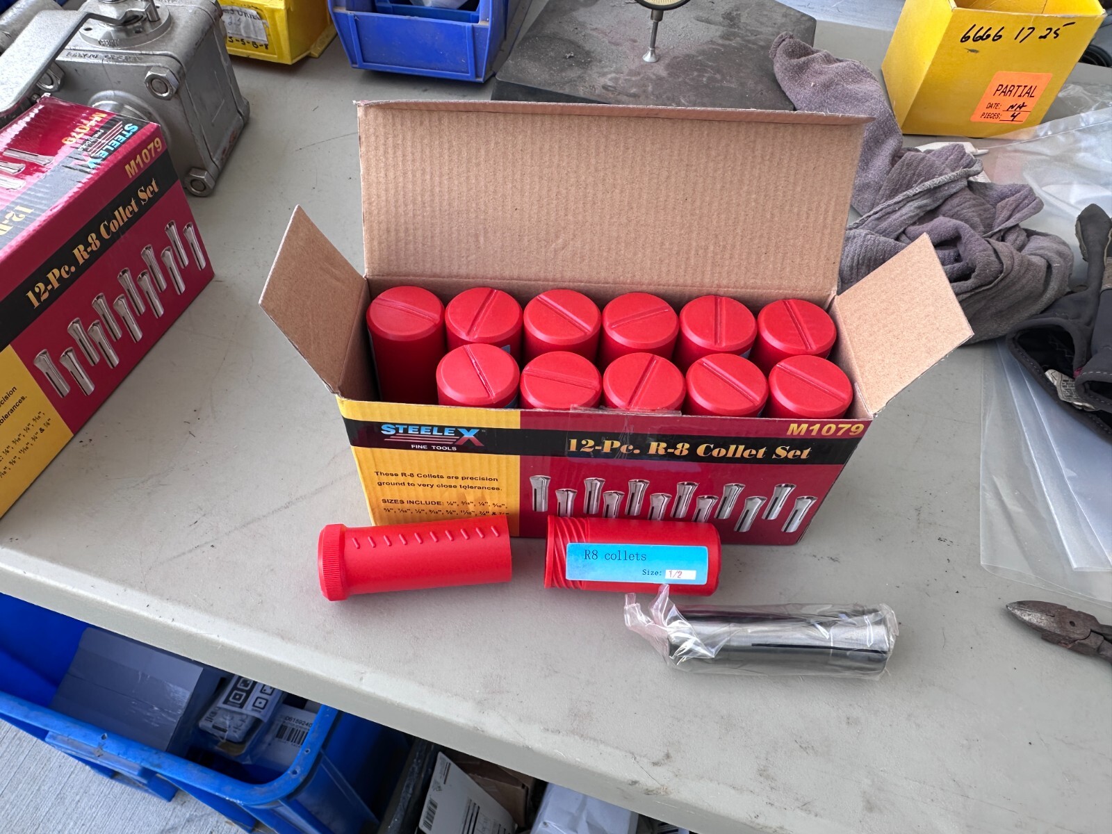 SteeleX M1079 R-8 Collet Set  - 1/8" - 7/8" (in 1/16" Increments) - Lot of 12