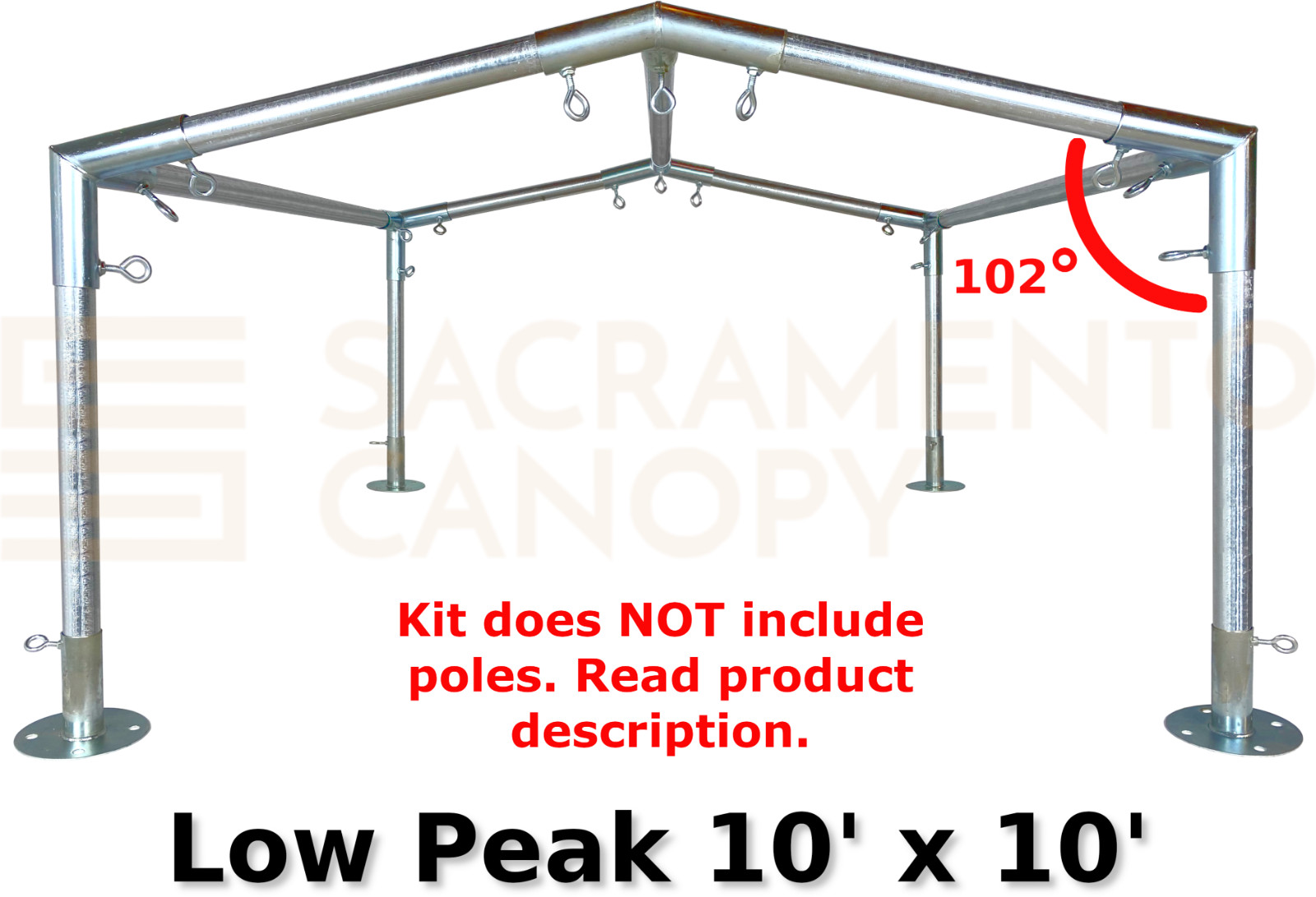 Low Peak Canopy Fittings Kits, DIY Carport or Greenhouse, EMT Connector Parts