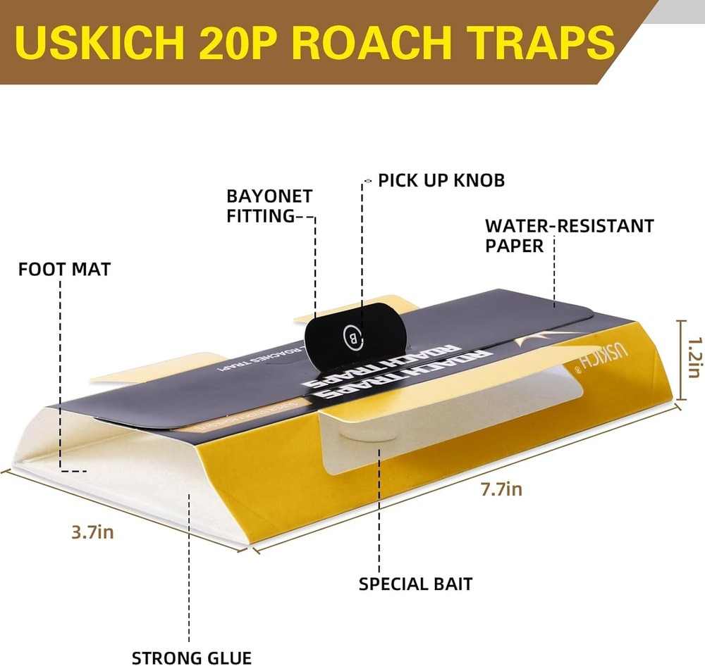 20 Pack Roach Traps, Cockroach Traps Indoor Home, Glue Roach Traps, Child & Pets