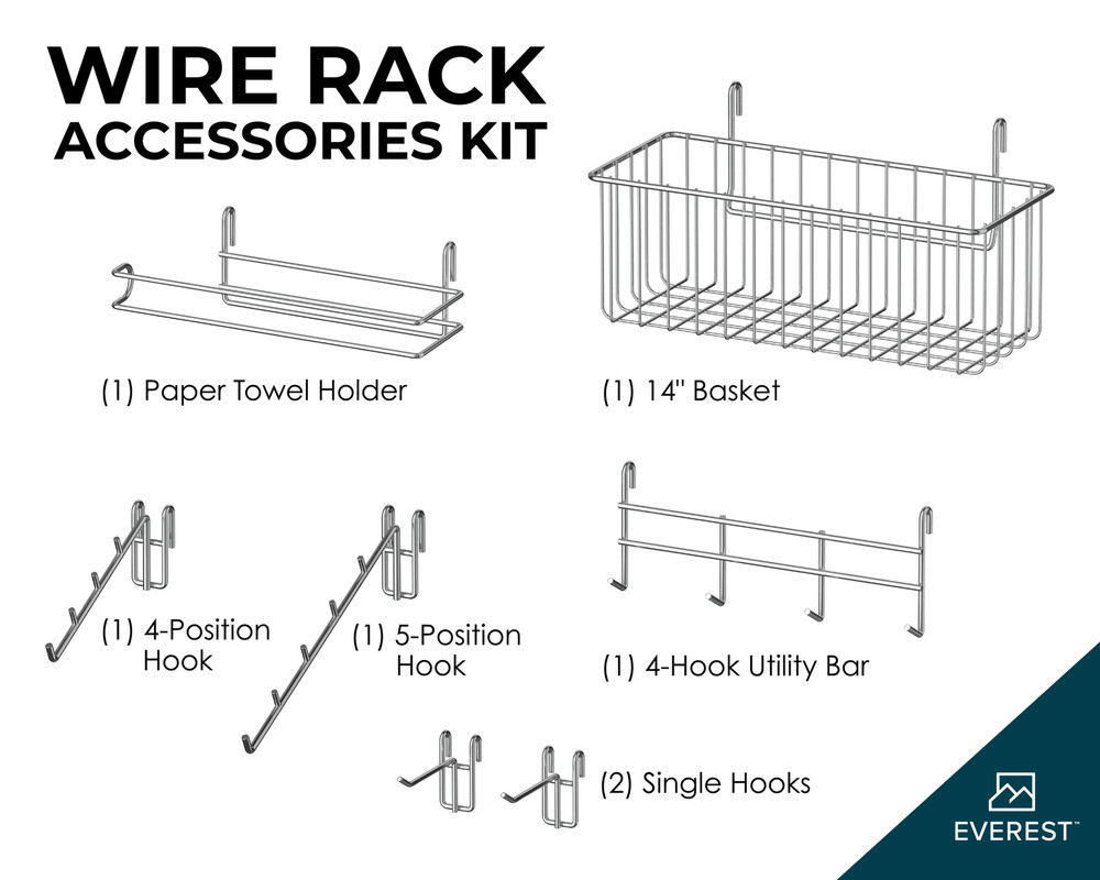 Everest Wire Rack Accessories Kit 7-Pack