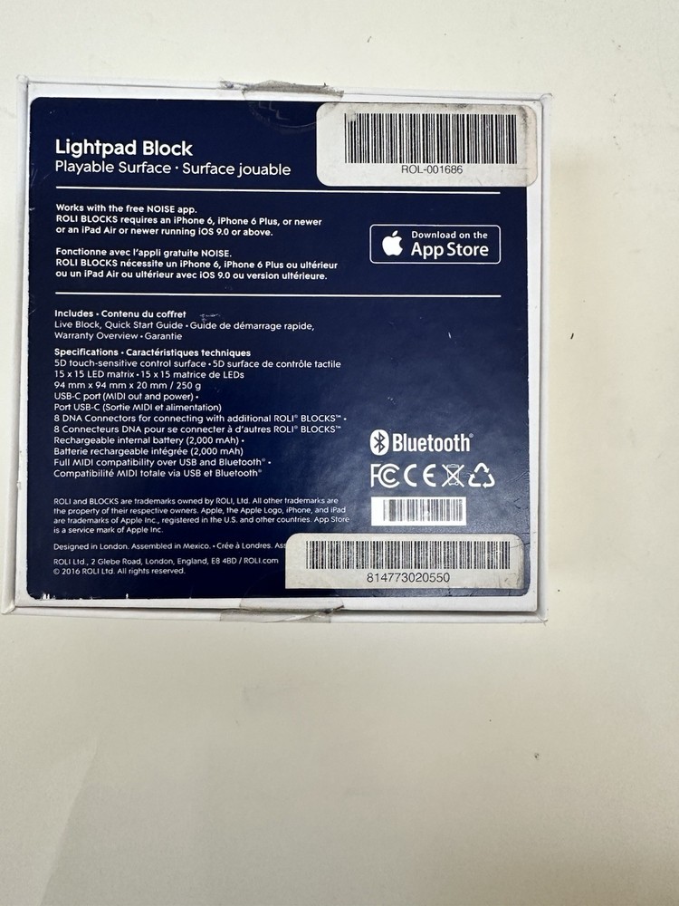 ROLI Lightpad Block illuminated pressure responsive