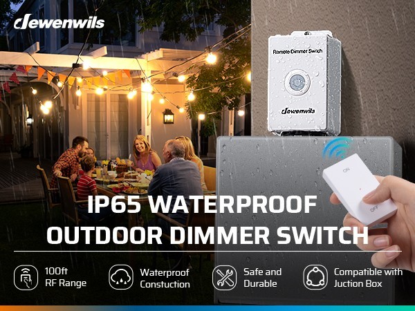 DEWENWILS Wireless Dimmer Switch Kit, Single Pole Outdoor Wireless Light Switch