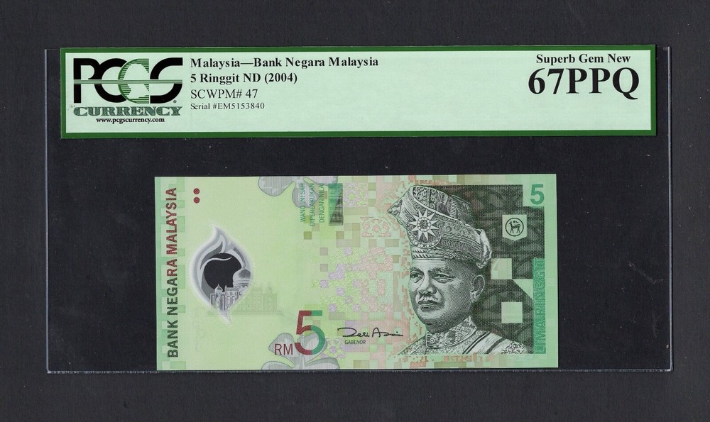 Malaysia 5 Ringgit ND(2004) P47 Uncirculated Graded 67