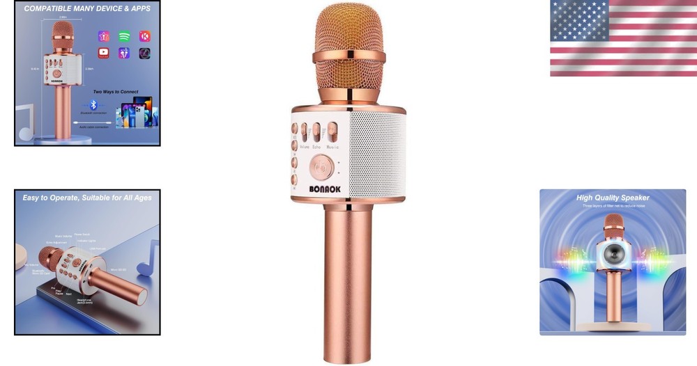 Handheld Bluetooth Karaoke Mic with Multi-Function Controls for Fun Gatherings