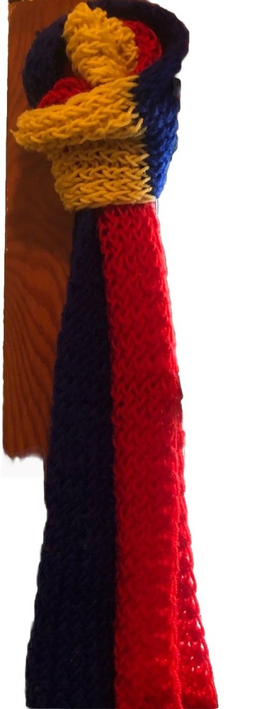 Primary Red Yellow Blue Scarf Handmade