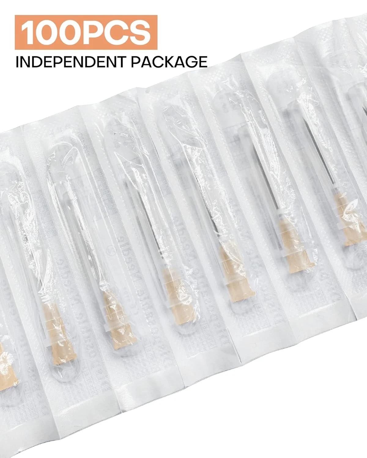 100pcs 25g Needles 25gauge 1inch/25mm Sterile Disposable Injection Needles Dispe