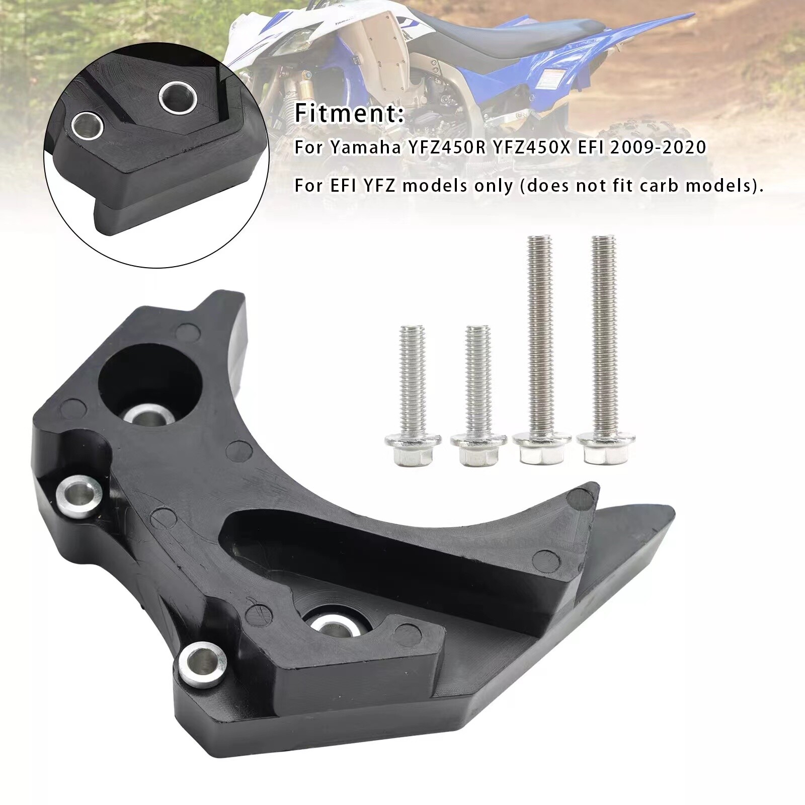 Poly Case Saver Chain Guard For Yamaha YFZ450R YFZ450X EFI 2009-2020 BLK