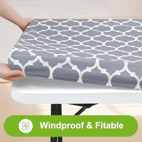 Rectangle Picnic Table Cover, Waterproof Elastic 72" x 30" (Rectangular) Grey