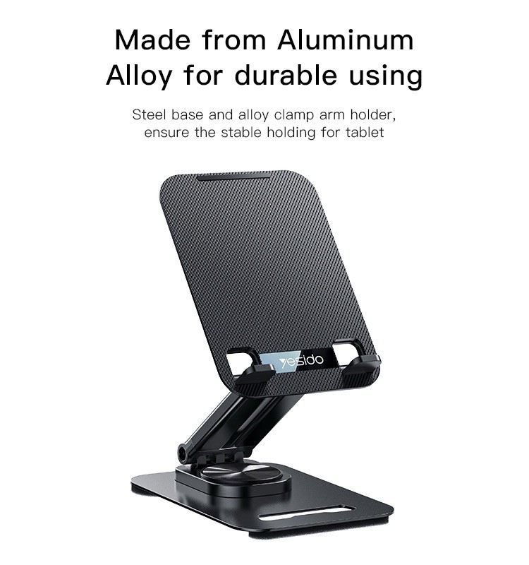 360° Rotating Foldable Stand for Tablet Phone, Black