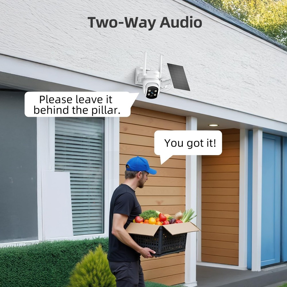 4MP Solar Security Camera, WiFi Camera for Home Security System, Battery Powe...