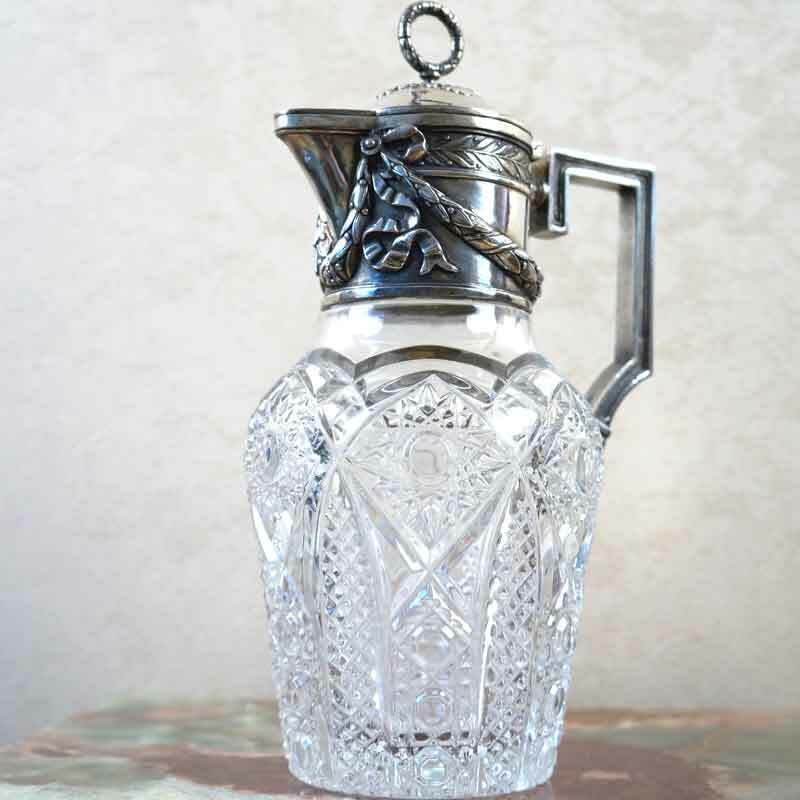 Morozov Russian Crystal Glass Silver Decanter
