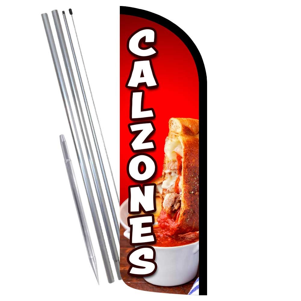 CALZONES Premium Windless Feather Flag Bundle (Complete Kit) OR Optional Replace