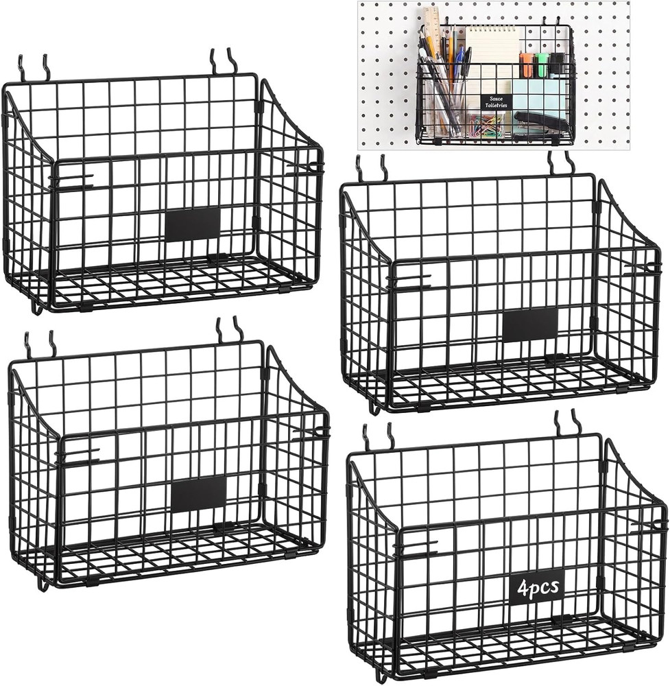Large Pegboard Bins & Baskets - 4 Pcs Organizer for Tools & Crafts