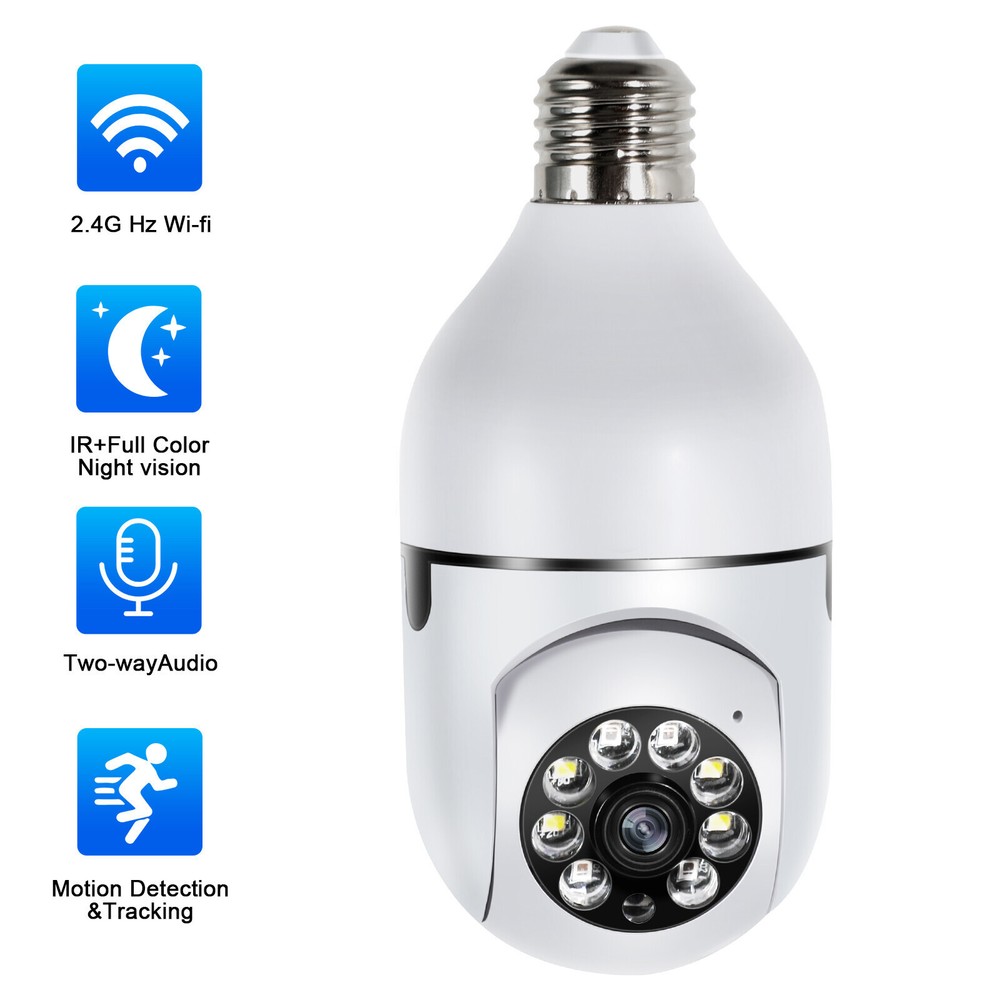 💖360° Wireless WiFi IP Camera E27 Light Bulb 1080P HD Panoramic Security Camera