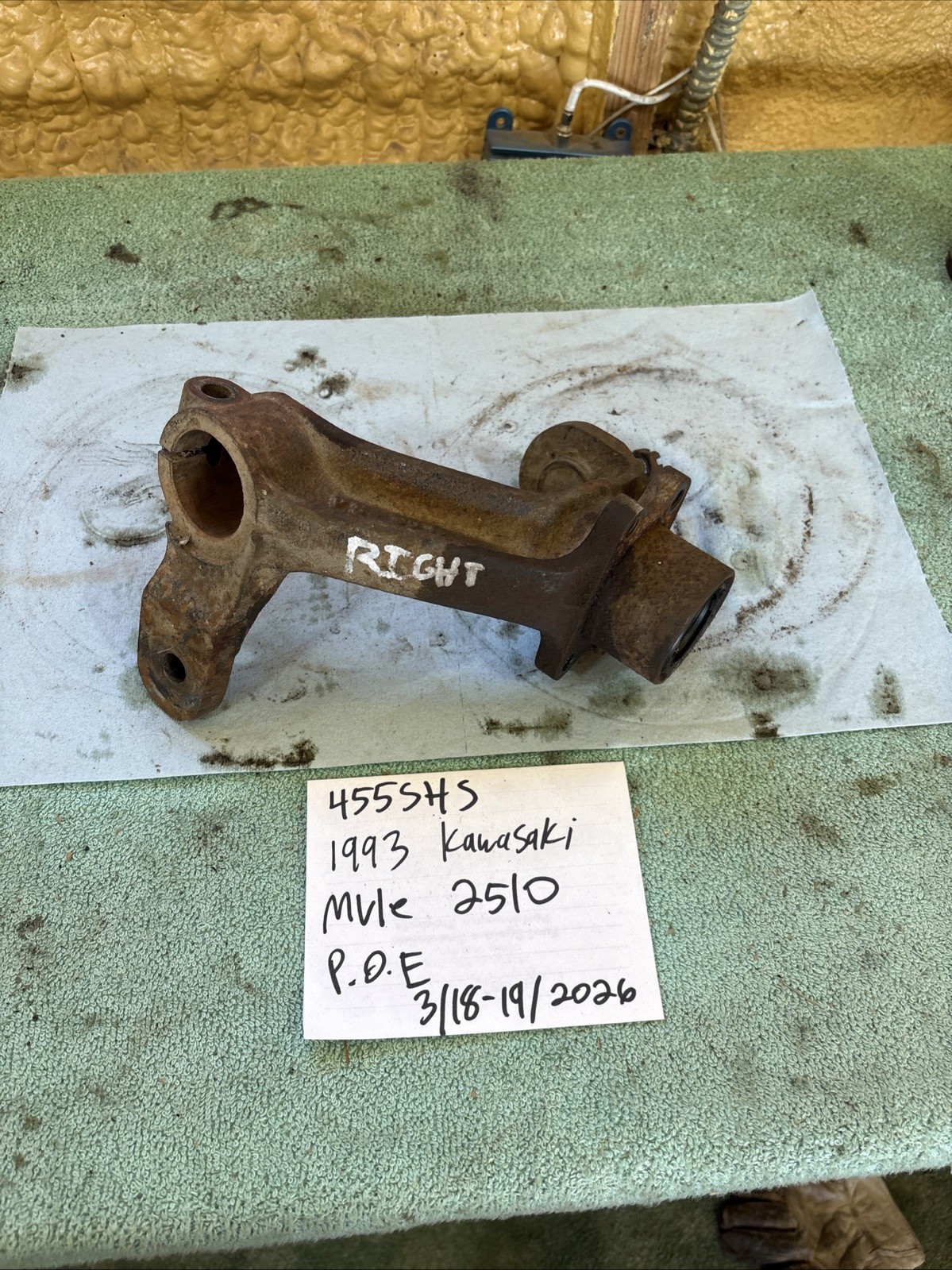 1993 Kawasaki Mule 2510 Wright Front Steering Knuckle Spindle 455