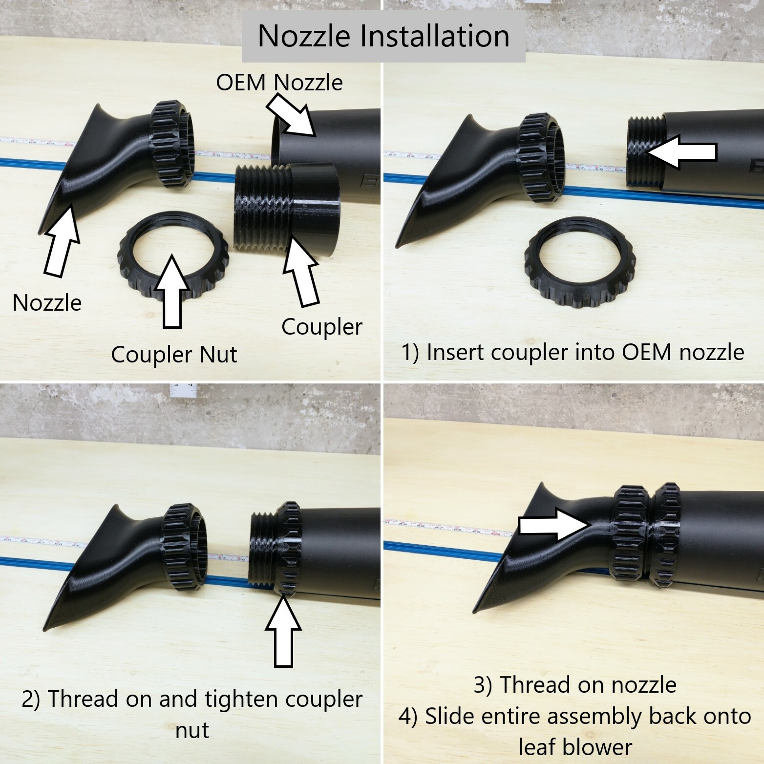 Flared and/or Narrow Nozzle for DeWalt 60V Flexvolt DCBL772 Leaf Blower