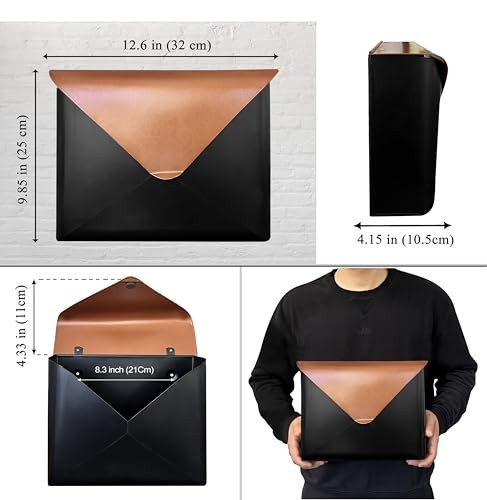 Sleek Envelope Wall Mount Mailbox, Large Mailboxes for Outside Black & Copper