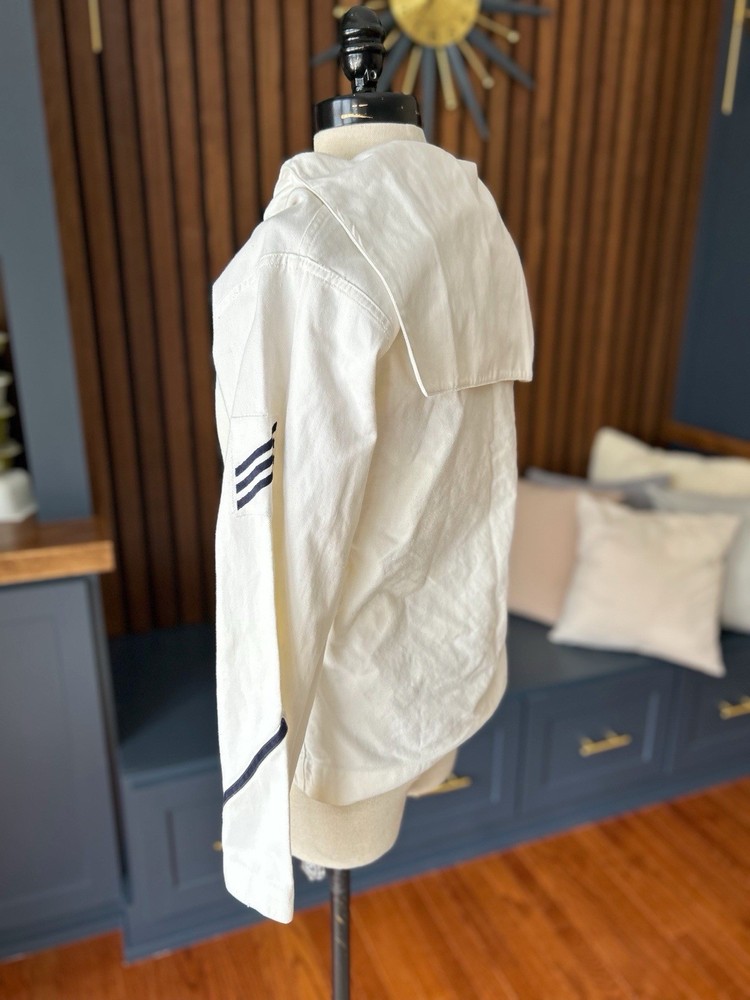 Vintage Navy Top Sailor Cracker Jack Collared Uniform Top Mid Century