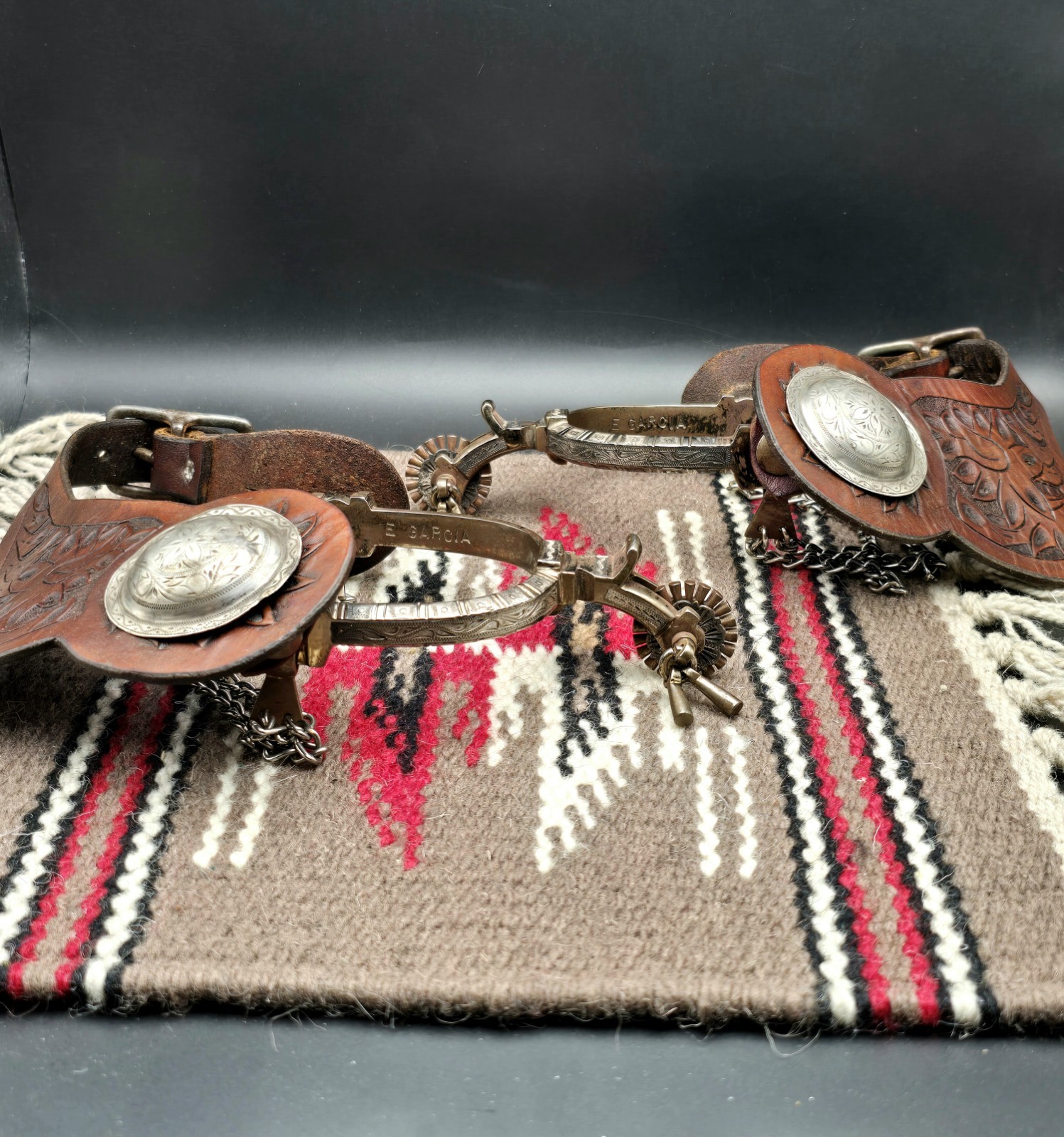 Vintage E. Garcia Silver Overlay Spurs