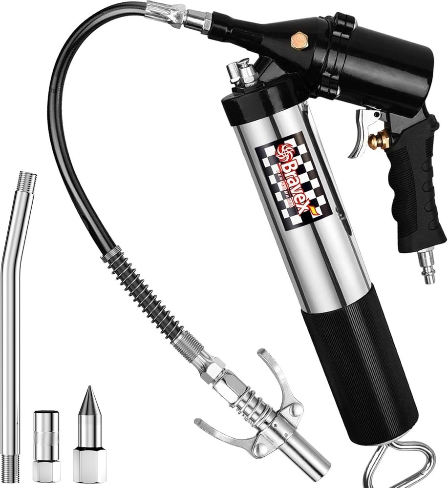 Automatic Pneumatic Grease Gun 6000 PSI Continuous Flow Quick Release Coupler