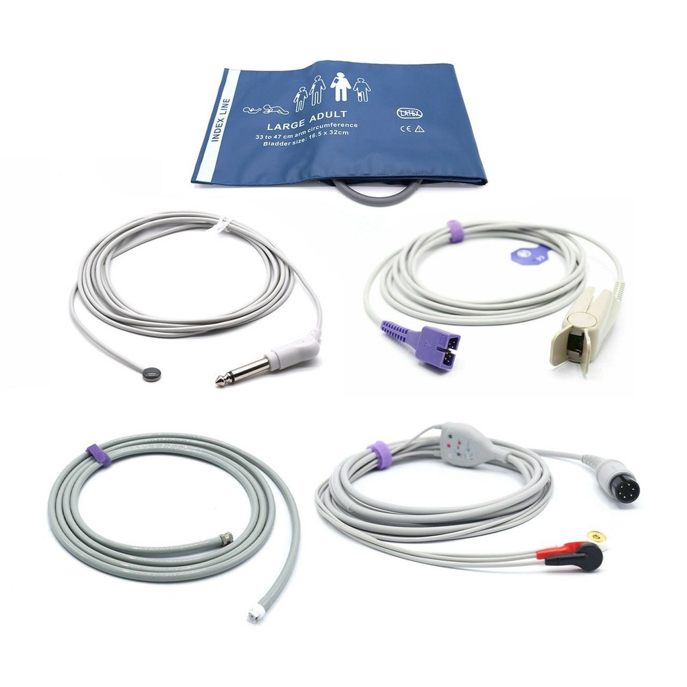 Welch Allyn Accessories Kit Bundle - Cuff, Hose, SpO2 Nellcor Oximax, ECG, Tempe