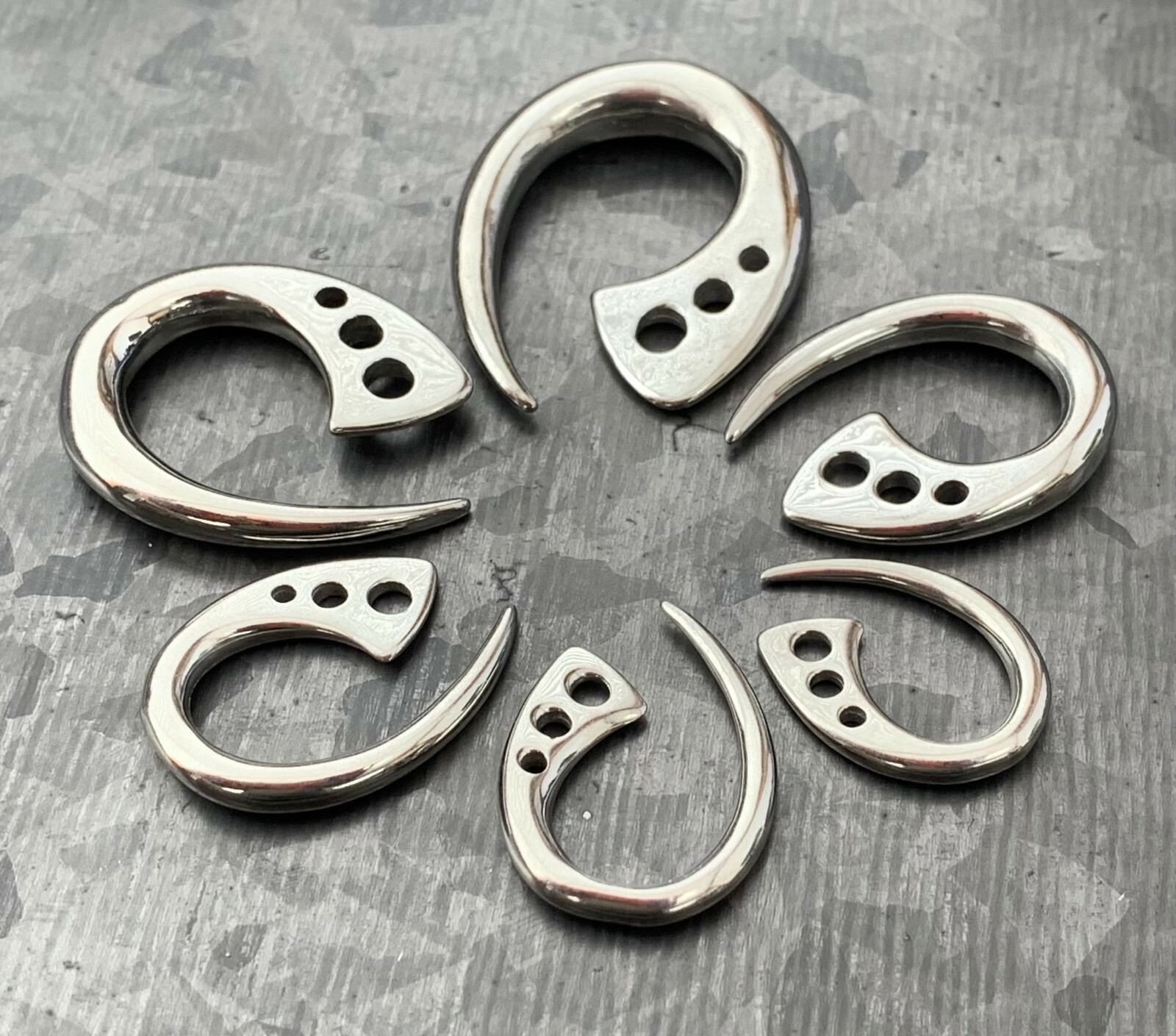 PAIR Surgical Steel Terrestrial Fin Tapers Ear Plug Earring Gauge Lobe Expander