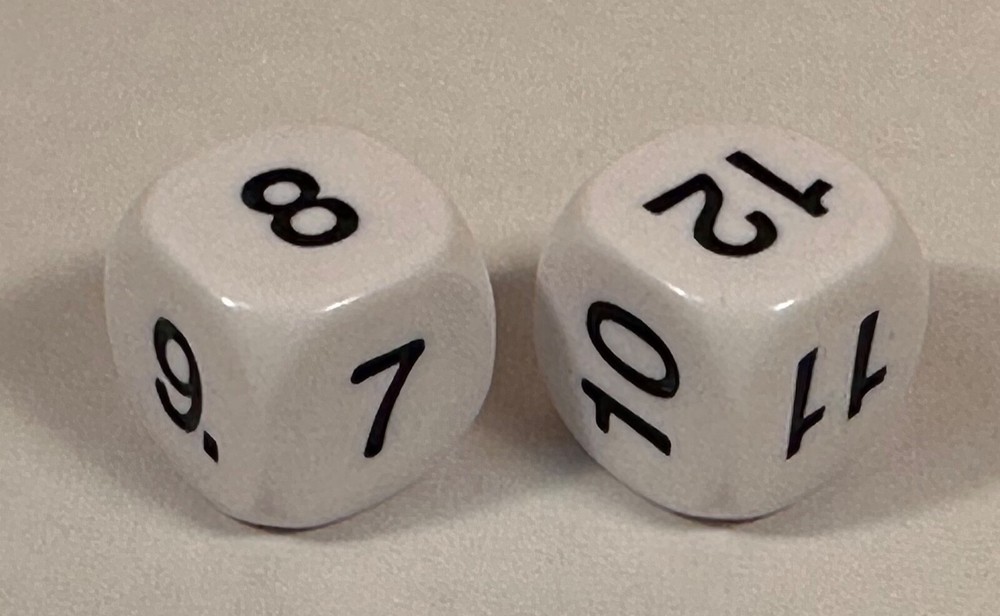 7-12 Dice (2 Pair) for Math Exercises, Magic Tricks