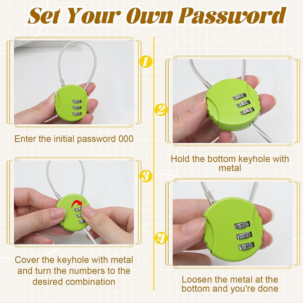 2 Pack 3 Digit Combination Lock - Outdoor Waterproof Padlock - Mini Combination