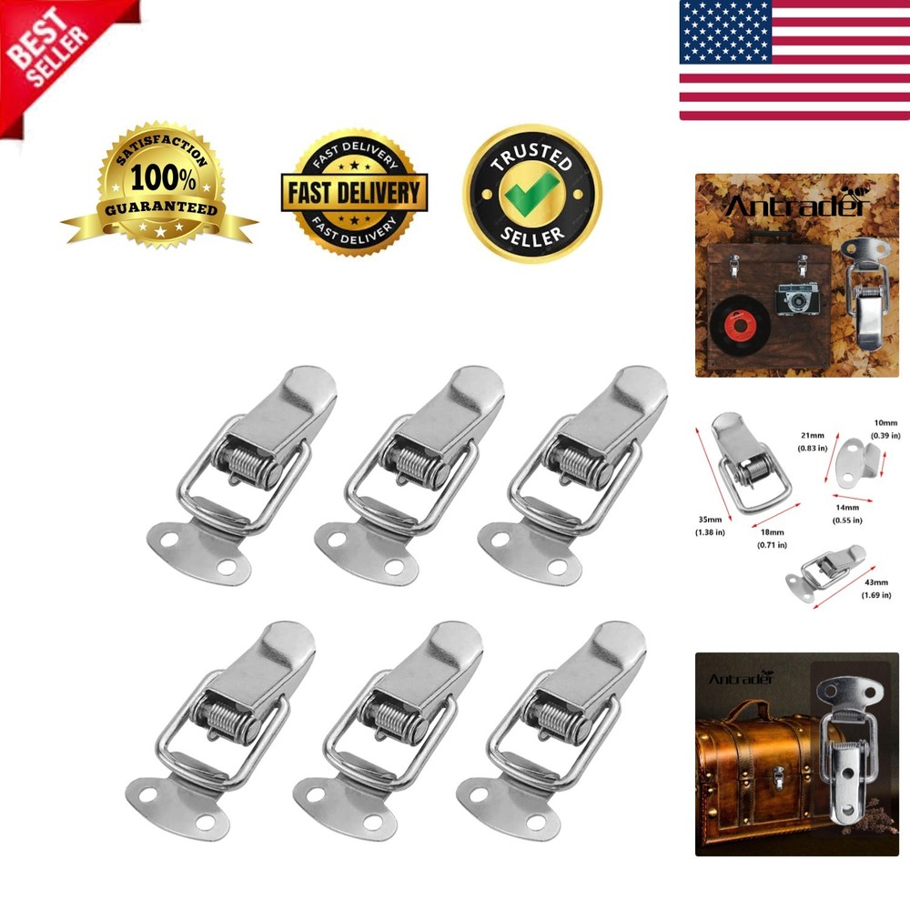 Durable Spring Loaded Box Latch - 6 Stainless Steel Toggle Hasps for Security