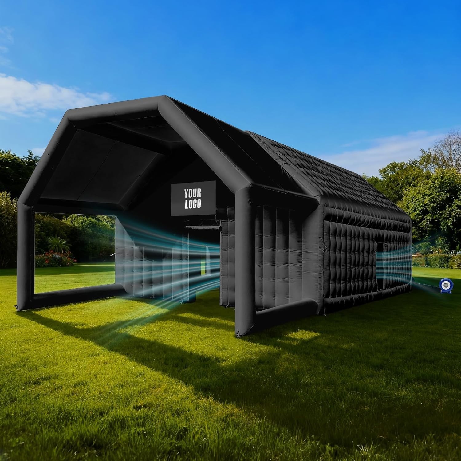 Sewinfla 39x20x13Ft Inflatable Nightclub Gazebo & Logo Area Black Party Tent