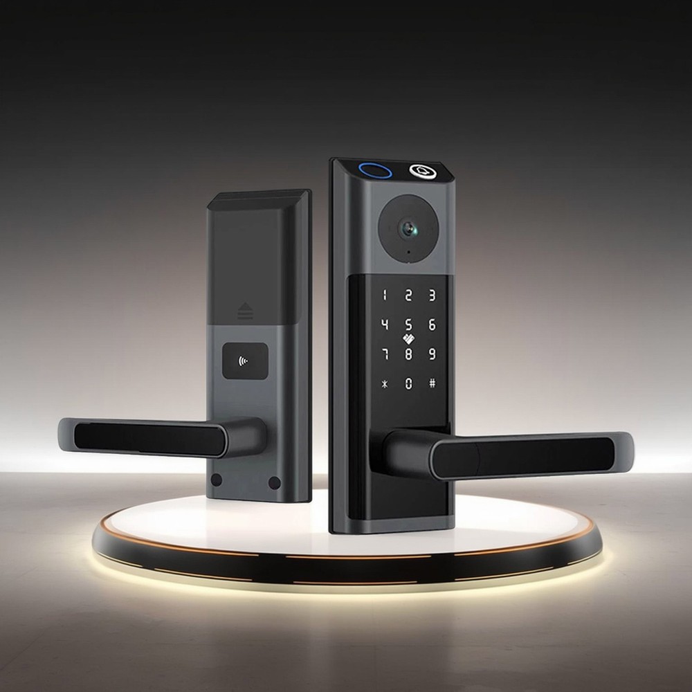 Smart Door Lock Fingerprint Camera Handle Keyless WiFi APP Control