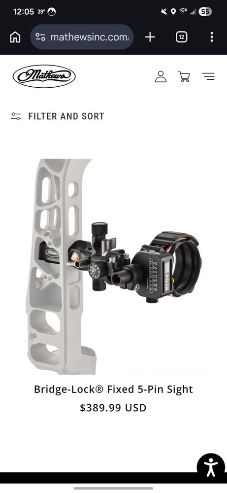 Left hand Mathews Bridge-Lock Fixed 5-Pin Sight