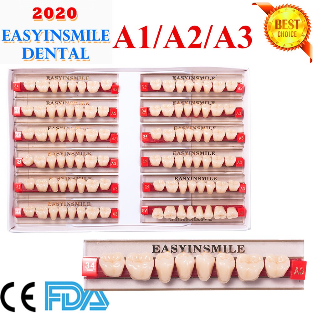 Dental Denture Resin Acrylic Teeth DIY False Teeth Full Set A1/A2/A3 Upper Lower