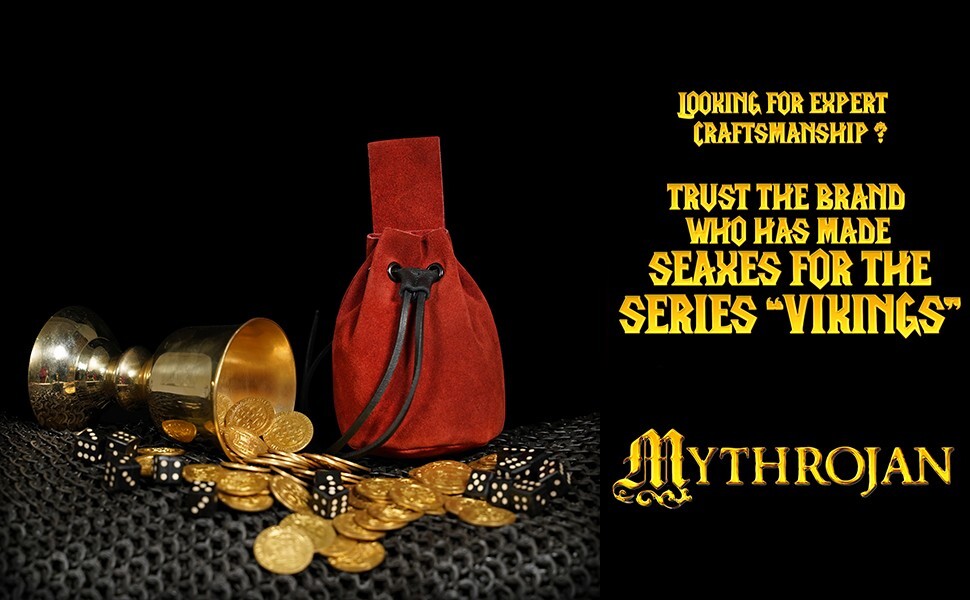 Medieval Leather Pouch Renaissance Larp Mini Bag Drawstring Closure Red Suede