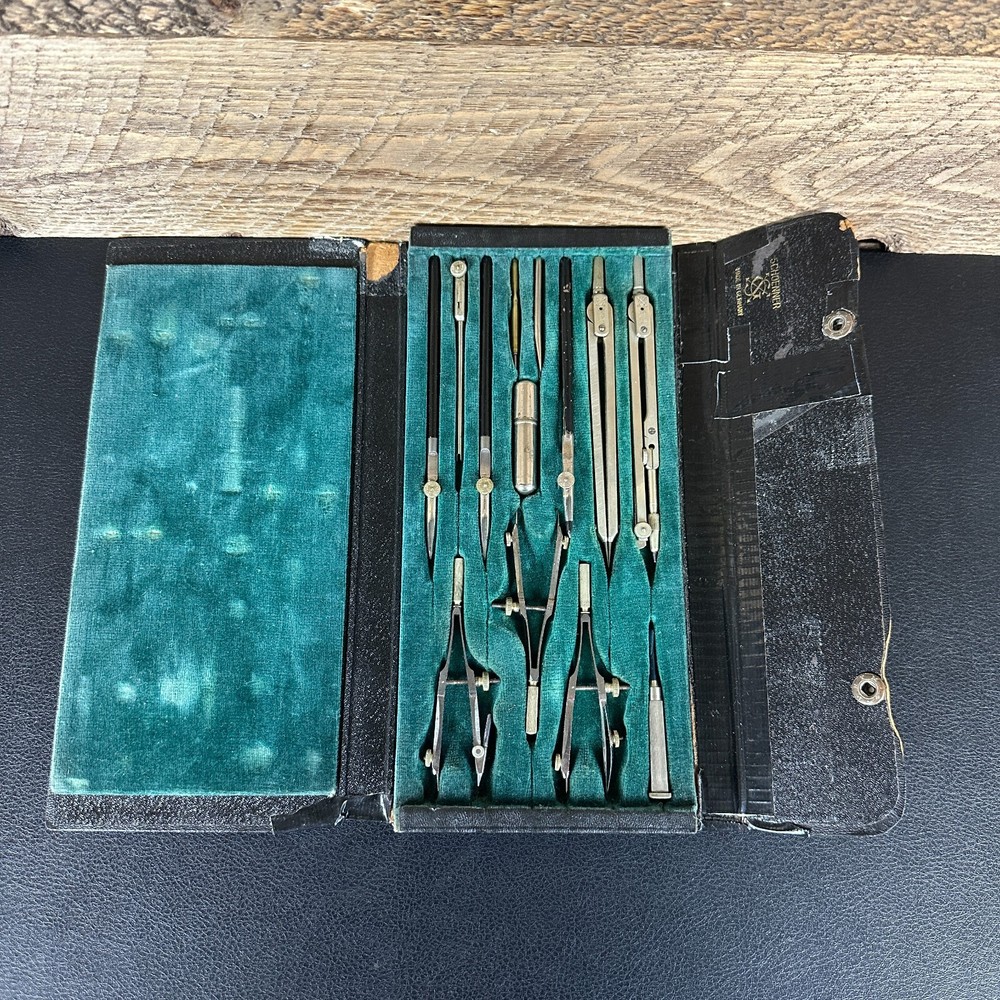 Vintage Schoenner Germany 13pc Engineering Drafting Tool Set No. 5006 w/ Case