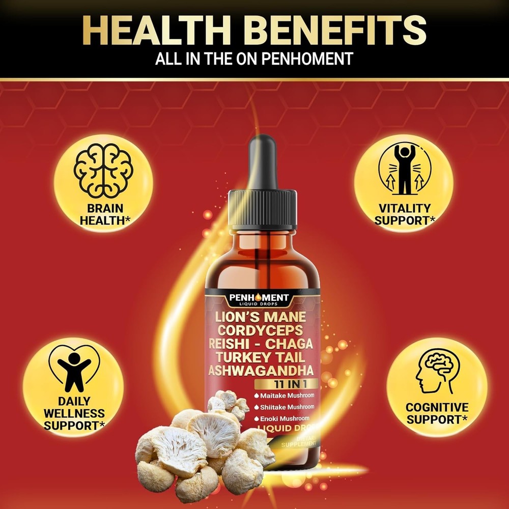 Cognitive Function Boost - 11-in-1 Mushroom Liquid Drops for Daily Use
