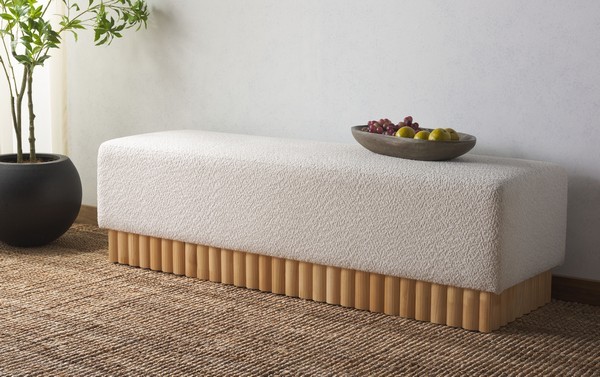 Safavieh TYLIE BOUCLE & WOOD BENCH, Reduced Price 2172770845 SFV5114A