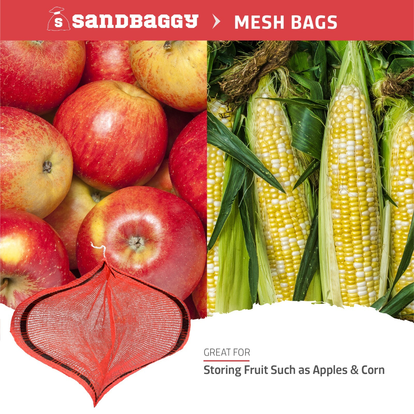 Sandbaggy Mesh Onion Produce Bags | 4 Size Options | Great for Produce & Fruit