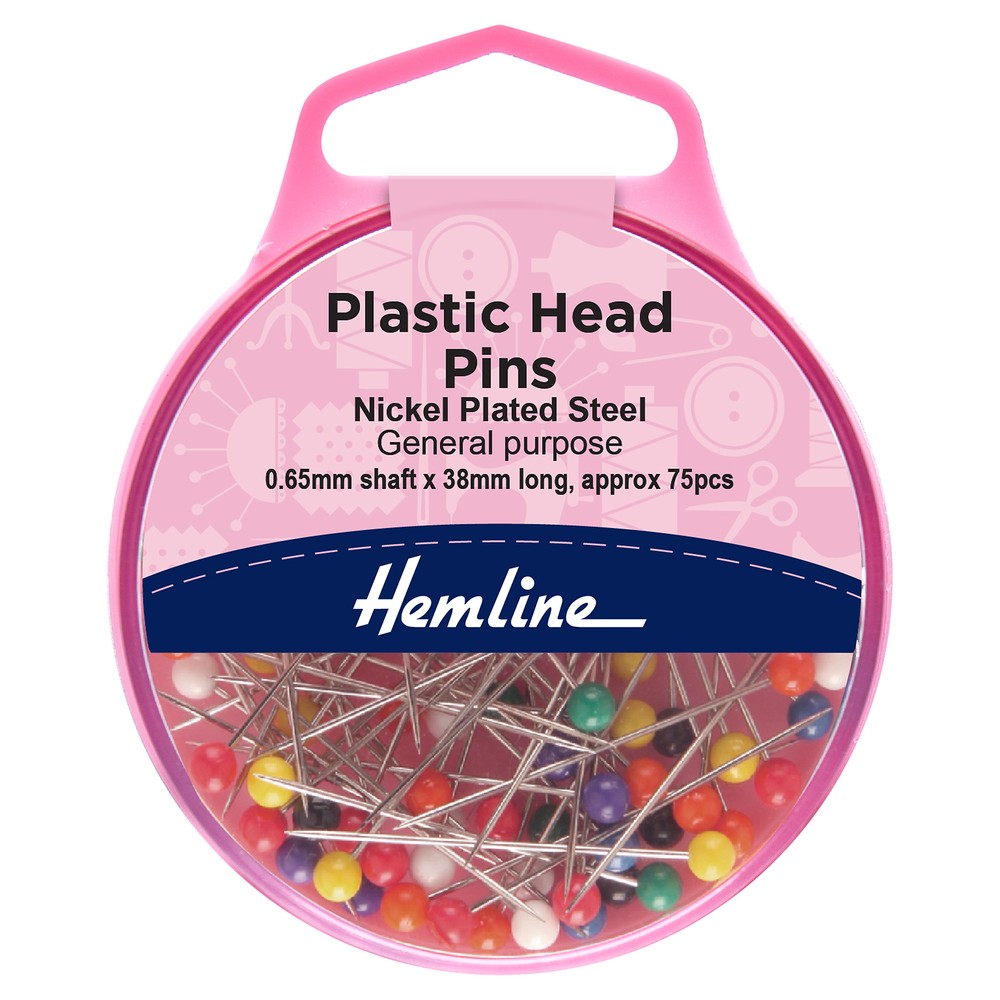 Hemline Nickel Plastic Head Pins 38mm