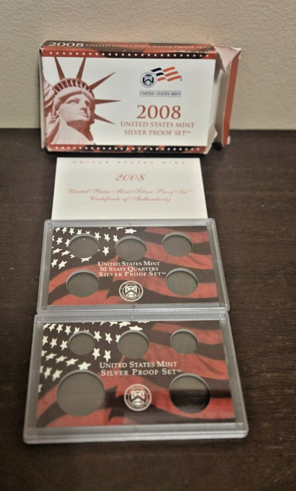 2008 US Mint Silver Proof Set Box and COA - No Coins - Empty Original Packaging
