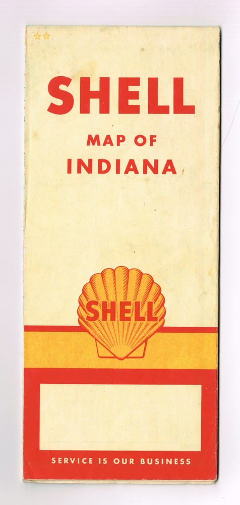 Vintage 1960 ' Shell Gasoline ' Indiana Map