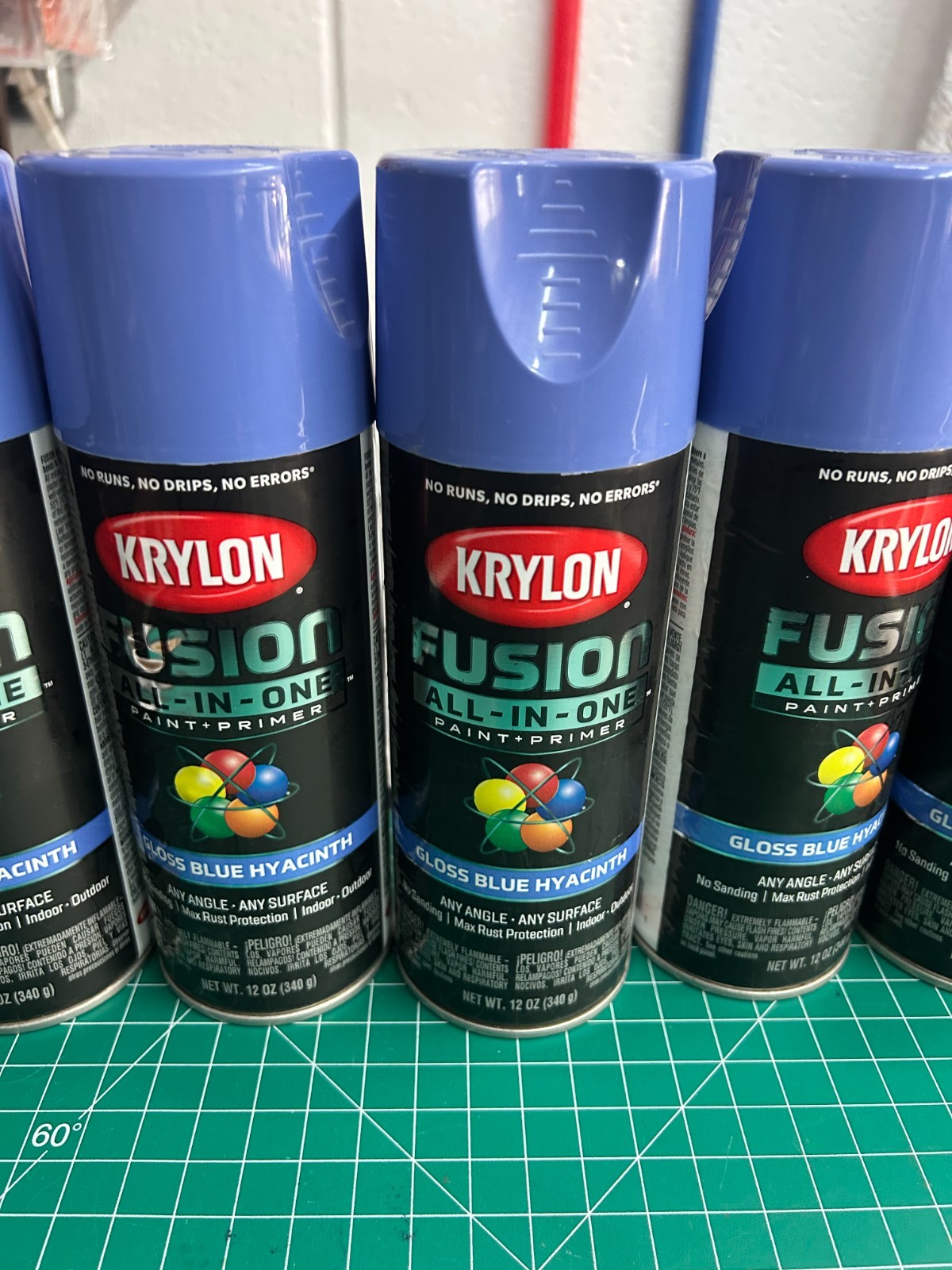 NEW 6-pack lot Krylon K02703007 Gloss Blue Hyacinth All-in-One Spray Paint 12 oz