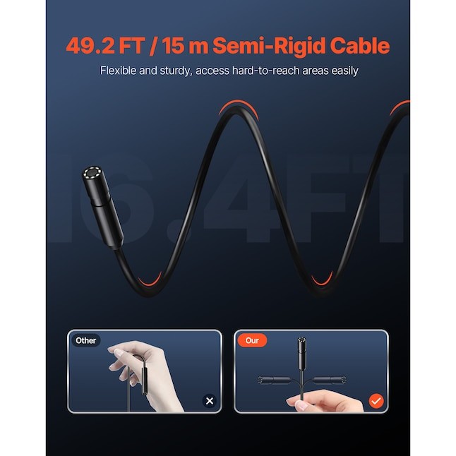 VEVOR Endoscope Camera 1920P HD Borescope for Android & IOS with 10FT Cable