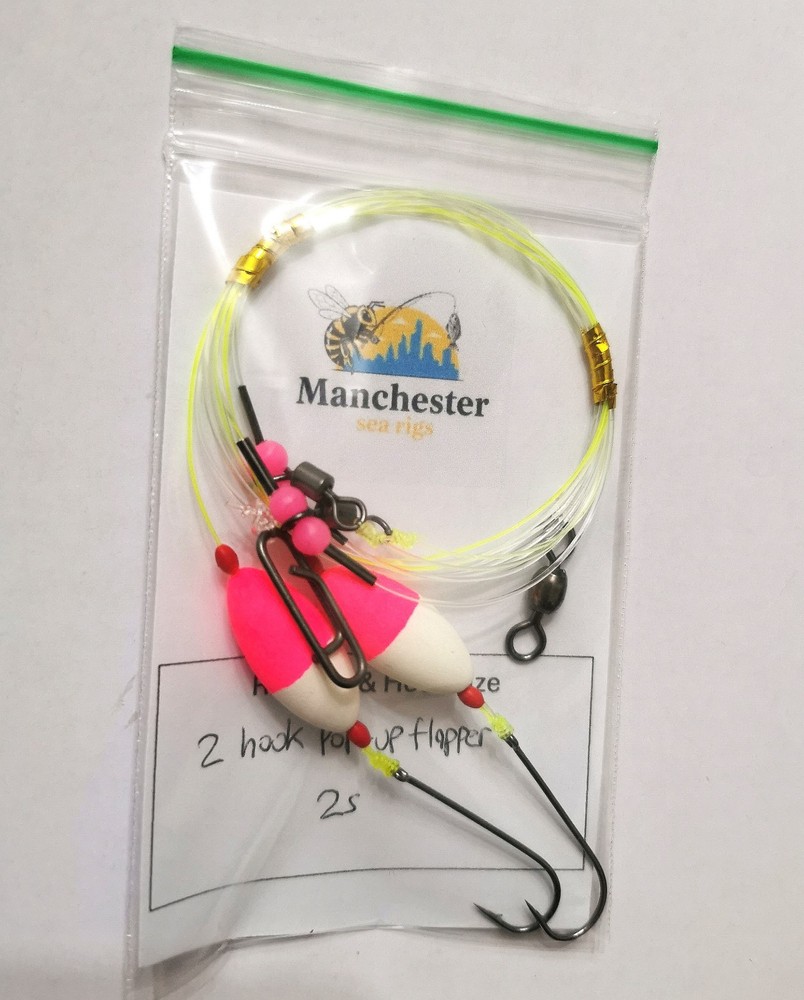 2x 2 Hook pop-up flapper rigs 1s koike hooks amnesia 25lb snoods & large float