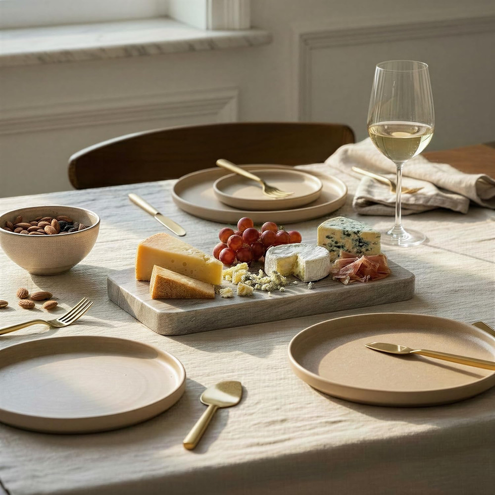 Marble Cheese Serving Board, Buff Color